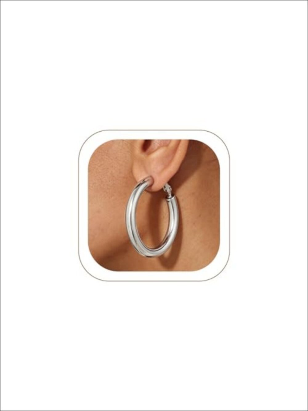 Chunky Stainless Steel Hoop Earrings Minimalist Press-Lock for Women